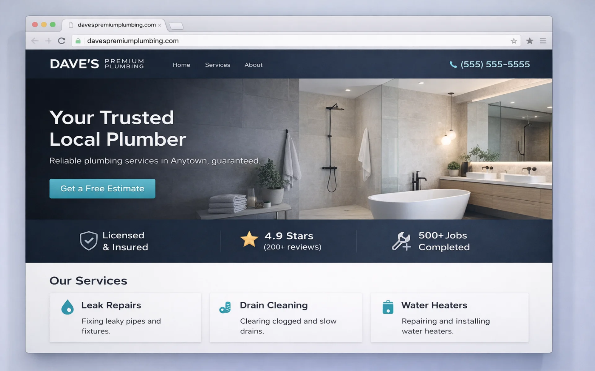 After redesign — modern, high-converting website with clean layout, clear CTA buttons, mobile-responsive design, and professional branding
